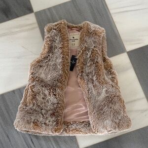 Kids Faux Fur Vest - Brown/cream